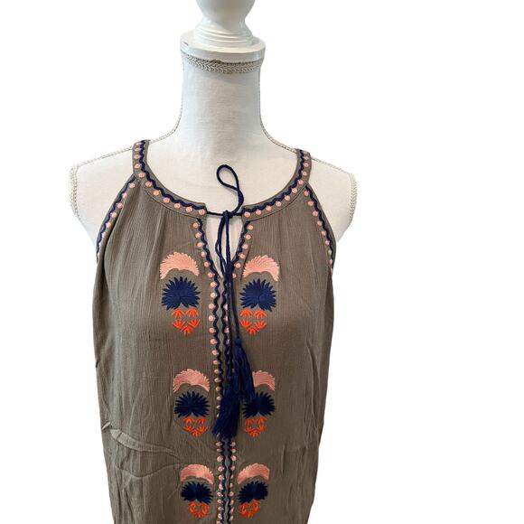 THML Embroidered Sleeveless Mini Dress Olive Green Plus Size 2X - Picture 2 of 6